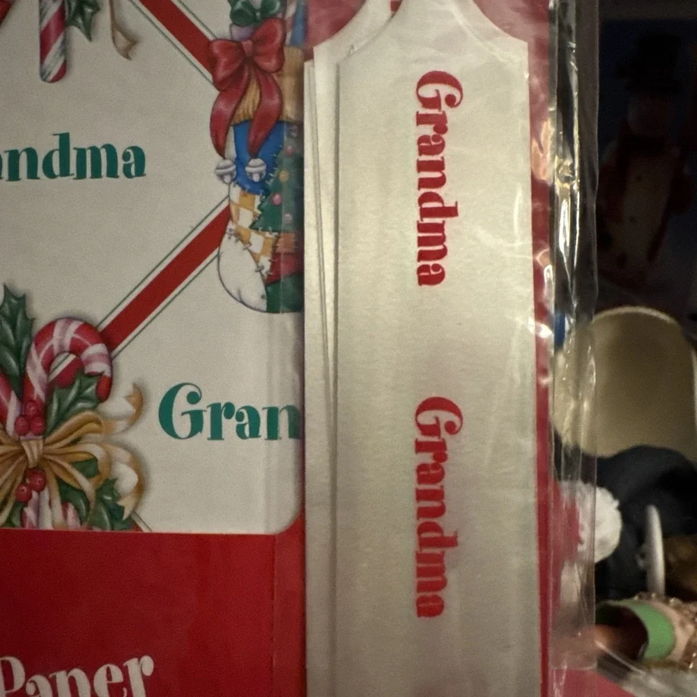 3 VTG Holiday Christmas Wrapping Paper & Pull Bow Personalized  GRANDMA Stravina
